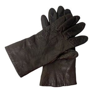 Brown Leather Wool Lined Relaxed Fit Gloves